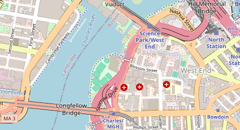 Map of a likely free parking spot near Dr. Paul Dudley White Path, West End, Boston