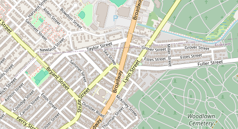 Map of a likely free parking spot near Shute Street, Boston