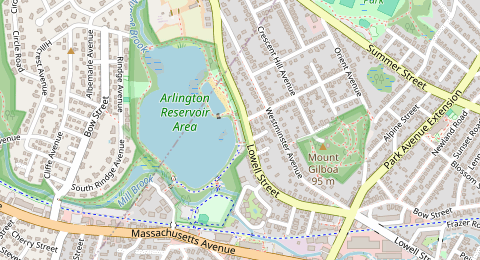 Map of a likely free parking spot near Reservoir Path, Boston