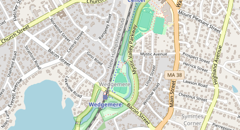 Map of a likely free parking spot near Tri-Community Greenway, Boston