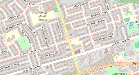 Map of a likely free parking spot near Royal York Road, Etobicoke, Toronto