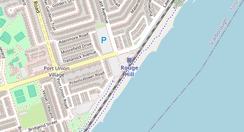 Map of a likely free parking spot near East Avenue, Scarborough, Toronto