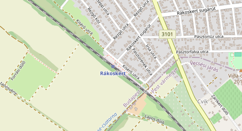 Map of a likely free parking spot near Rákoskert P+R, Budapest