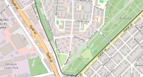 Map of a likely free parking spot near Napfény utca, József Attila-lakótelep, Budapest