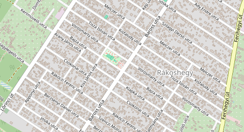 Map of a likely free parking spot near Baross utca, Rákoshegy, Budapest