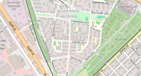 Map of a likely free parking spot near Napfény utca, József Attila-lakótelep, Budapest