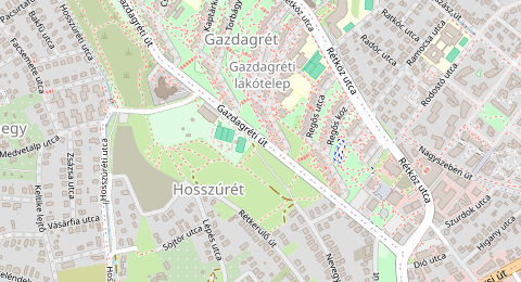 Map of a likely free parking spot near Gazdagréti út, Hosszúrét, Budapest