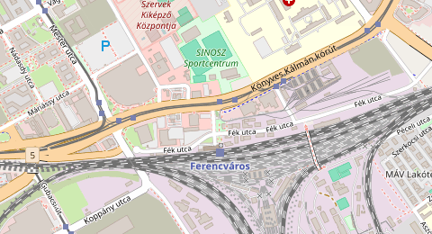 Map of a likely free parking spot near Remíz utca, Középső-Ferencváros, Budapest
