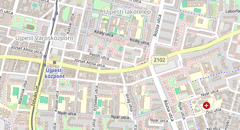 Map of a likely free parking spot near Virág utca, Újpest, Budapest
