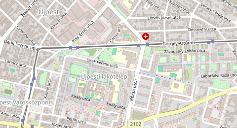 Map of a likely free parking spot near Deák Ferenc utca, Újpest, Budapest