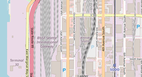 Map of a likely free parking spot near South Walker Street, Yesler Terrace, Seattle
