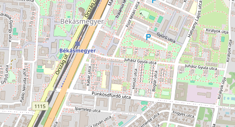 Map of a likely free parking spot near Medgyessy Ferenc utca, Békásmegyer, Budapest