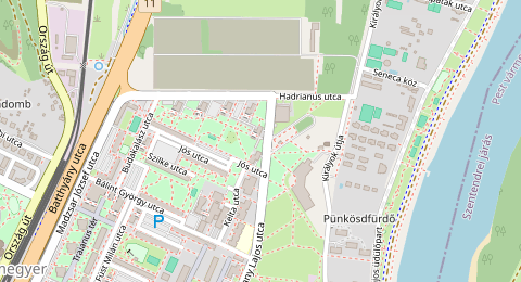 Map of a likely free parking spot near Hatvany Lajos utca, Békásmegyer, Budapest