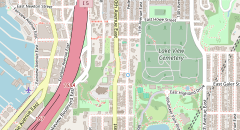 Map of a likely free parking spot near 10th Avenue East, Madison Valley, Seattle