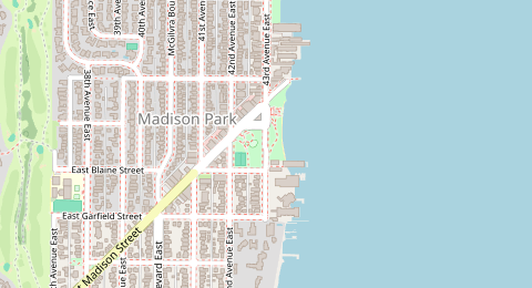 Map of a likely free parking spot near 43rd Avenue East, Washington Park, Seattle