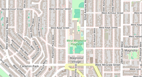 Map of a likely free parking spot near 34th Avenue West, Magnolia, Seattle