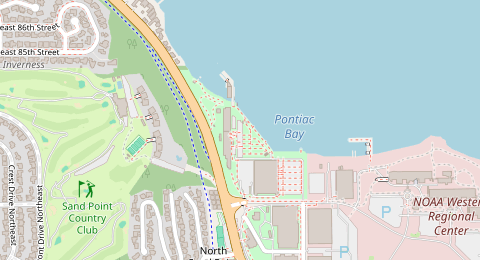 Map of a likely free parking spot near 62nd Avenue Northeast, Sand Point, Seattle