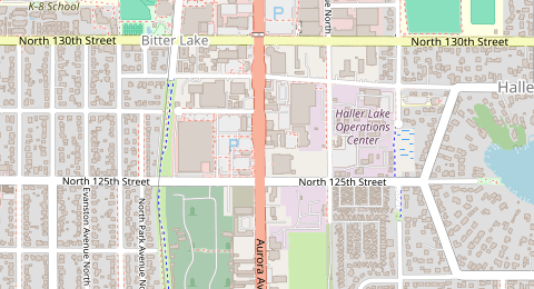 Map of a likely free parking spot near Aurora Avenue North 12534, Haller Lake, Seattle