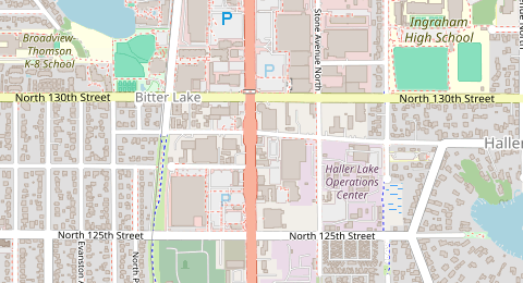 Map of a likely free parking spot near North 128th Street, Haller Lake, Seattle