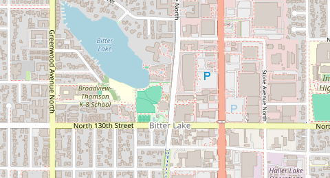 Map of a likely free parking spot near Linden Avenue North, Broadview, Seattle