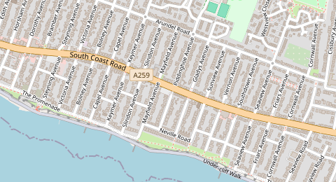 Map of a likely free parking spot near Piddinghoe Avenue, Peacehaven, Brighton