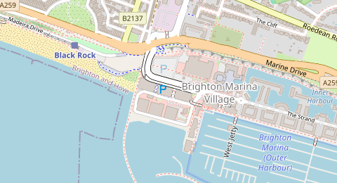 Map of a likely free parking spot near Brighton Marina Multi Storey Car Park, Brighton