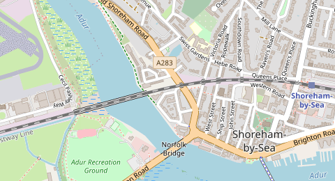 Map of a likely free parking spot near Ropetackle Car Park, Brighton