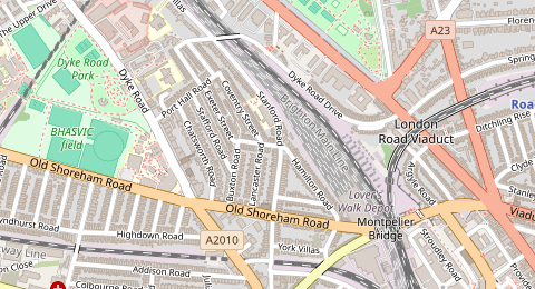 Map of a likely free parking spot near Upper Hamilton Road, Prestonville, Brighton