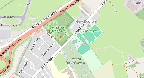 Map of a likely free parking spot near Hatton Road, Bedfont, London