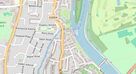Map of a likely free parking spot near Corsellis Square, St Margarets, London