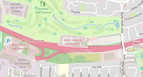 Map of a likely free parking spot near M4, Heston, London