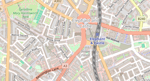 Map of a likely free parking spot near Brook Drive, Elephant and Castle, London