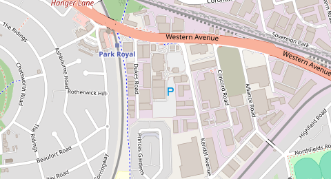 Map of a likely free parking spot near Kendal Court, Park Royal, London