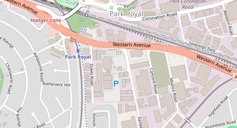 Map of a likely free parking spot near Kendal Avenue, Park Royal, London