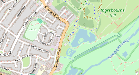 Map of a likely free parking spot near Ingrebourne Way, South Hornchurch, London