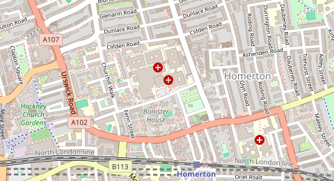 Map of a likely free parking spot near Homerton Grove, Homerton, London