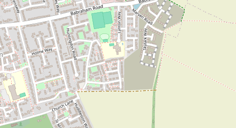 Map of a likely free parking spot near Henry Morris Road, Cambridge