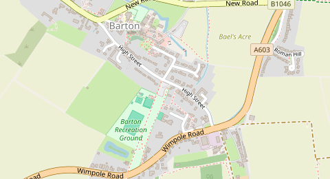 Map of a likely free parking spot near High Street, Cambridge