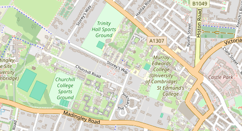 Map of a likely free parking spot near Fitzwilliam College Parking, Cambridge