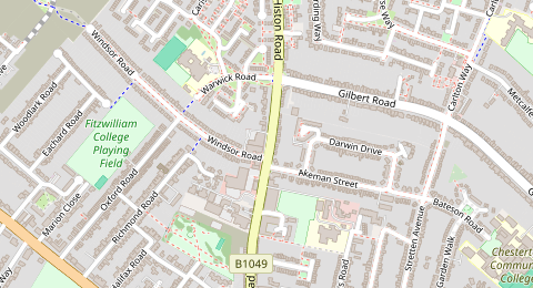 Map of a likely free parking spot near Histon Road, Eddington, Cambridge