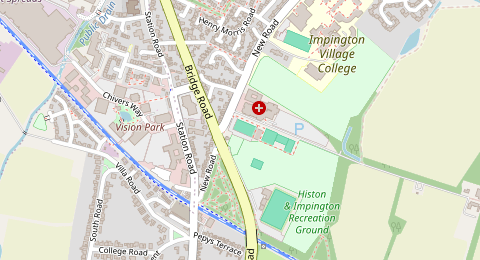 Map of a likely free parking spot near New Road, Cambridge