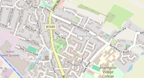 Map of a likely free parking spot near Hereward Close, Cambridge