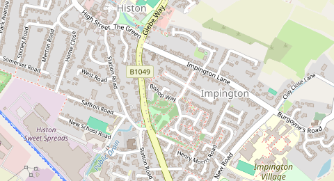 Map of a likely free parking spot near Bishops Road, Cambridge