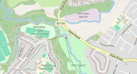 Map of a likely free parking spot near Twinnies Bridge car park, Manchester