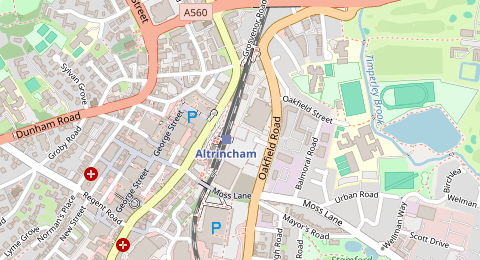 Map of a likely free parking spot near Station car park, Manchester