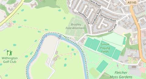 Map of a likely free parking spot near Ford Lane, Northenden, Manchester
