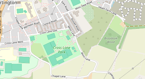Map of a likely free parking spot near Moss Lane, Manchester