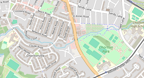 Map of a likely free parking spot near Barlow Moor Road, Chorlton-cum-Hardy, Manchester