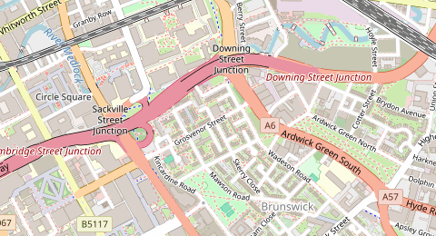 Map of a likely free parking spot near Grosvenor Street, Chorlton-on-Medlock, Manchester