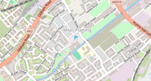 Map of a likely free parking spot near James Street, Miles Platting, Manchester